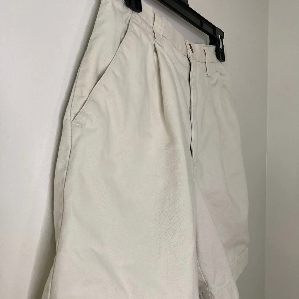 Vtg 90s Jones New York Sport Cream 100% Cotton Pleated Chino Shorts 4 High Rise